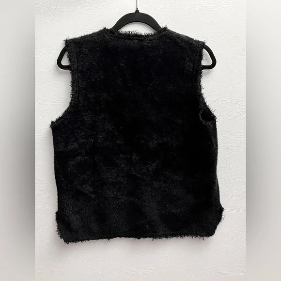Max Studio Fur Black Vest With Pockets, Style 2707620, Size Medium NWT - Picture 5 of 12
